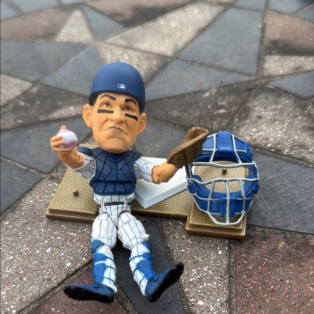 Baseball Catcher Figurine with Blue Gear